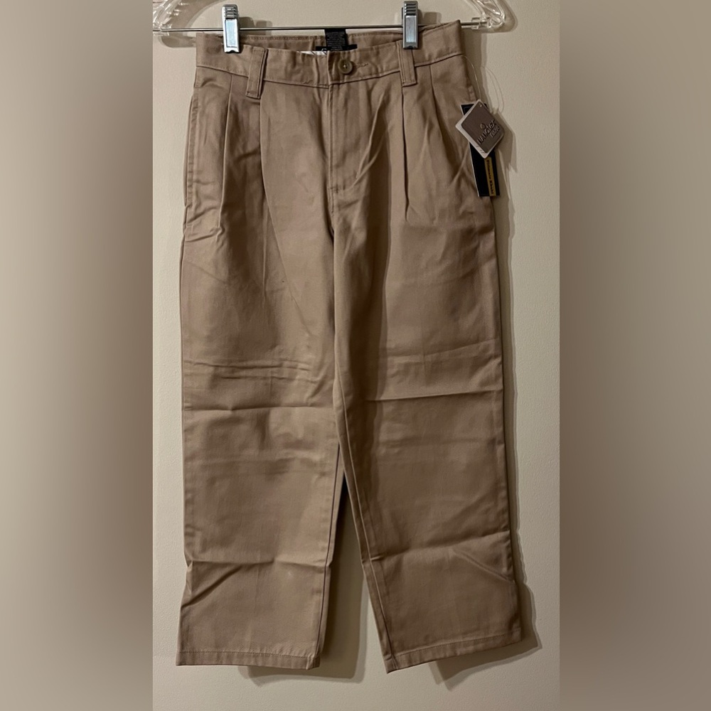 NWT Cherokee Ultimate Khaki Flat Front Pants Boys Size 7 Adjustable Waist Cotton